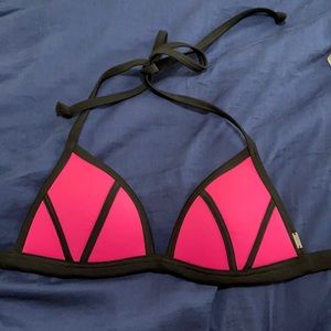 Pink triangle bikini top